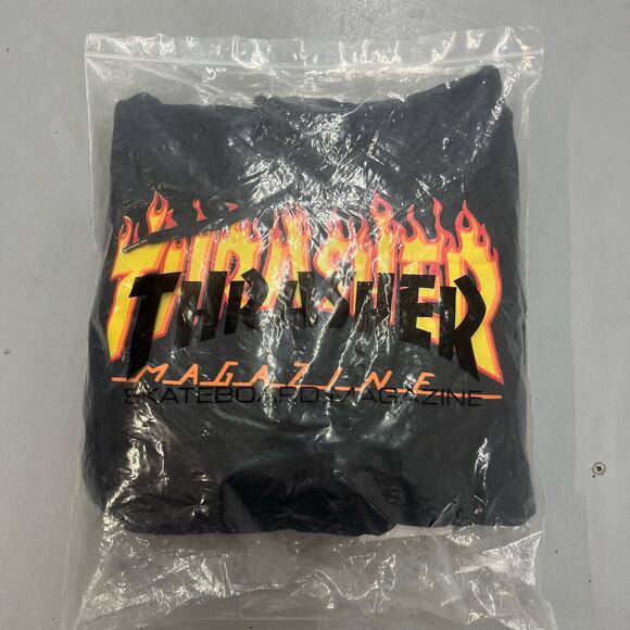 NWT Black Thrasher Graphic Flame Skate Hoodie SZ S - Picture 2 of 4